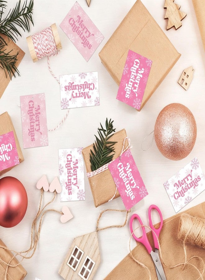 Jenaai 120 Pcs Pink Christmas Gift Tags with String 3 Designs Pink Merry Christmas Paper Gift Tags Xmas Hanging Label Snowflake Xmas Label for Happy Holiday Name Presents Season Events DIY Crafts - Image 5